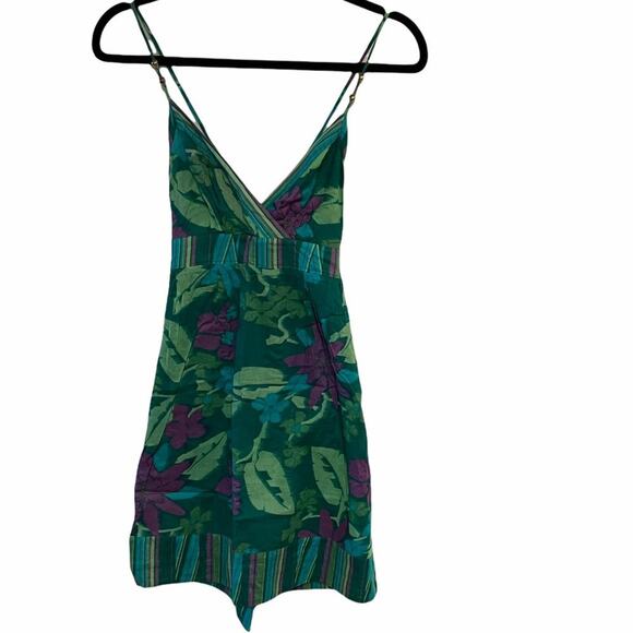 Guess Floral Mini Dress Green Purple - Picture 1 of 7
